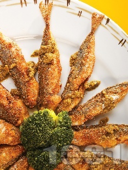 Пържена панирана риба сафрид с корнфлейкс, грис и галета - снимка на рецептата